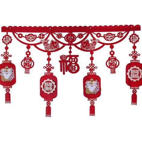 Décoration Nouvel An Tigre 2022, Rideau Porte Fortune, Guirlandes et Ornements Suspendus (1/3)