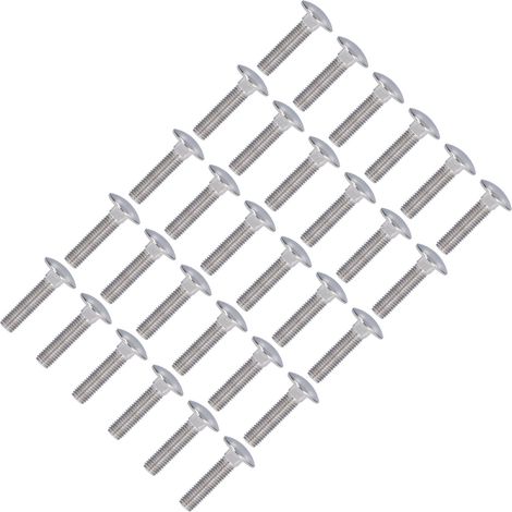 30 Pièces Boulons à Tête Ronde Bombée Inox A2-70, Tige Carrée M10x40 pour Fixations Mécaniques