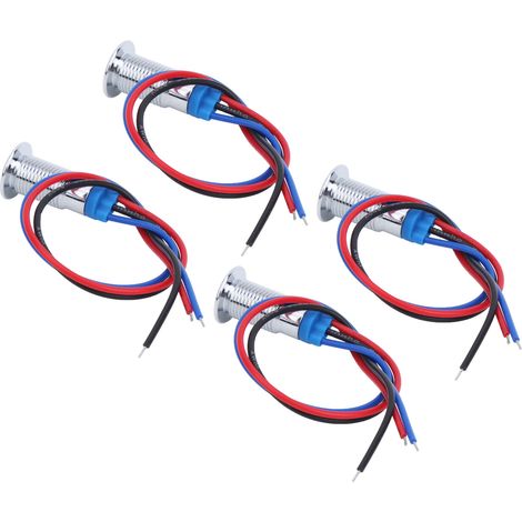 4 LED Lumière Signal Métal Étanche 2 Couleurs 8mm 12-24V (Rouge Bleu) Anode Commune (1/5)