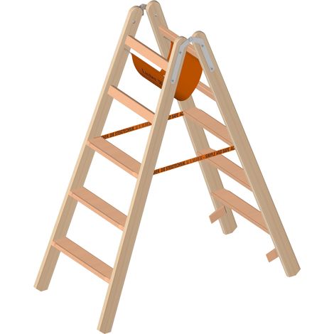 Layher 1020 Holzstehleiter mit 2x5 Stufen (1/4)