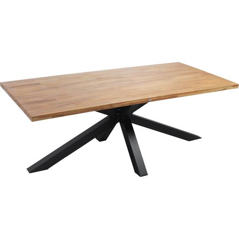 Table à manger en aluminium et bois d'acacia 8 places 200x95 cm (1/5)