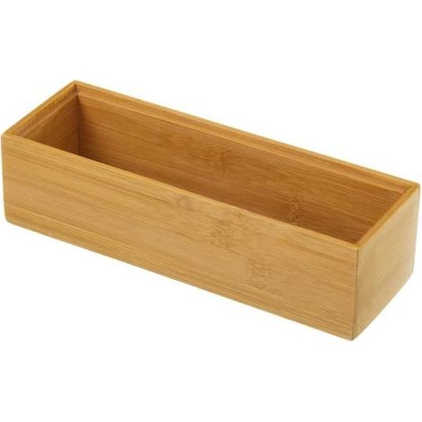 Boîte de rangement rectangulaire - JUANIO - 23×7.5×6.5 cm - Bambou naturel - Empilable - Pour tiroirs (1/4)