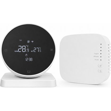Thermostat sans fil pour chaudière et chauffage au sol, RF433, sans Wi-Fi, R7, alimentation par piles ou USB (1/5)