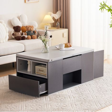 2-in-1 Hebe-Couchtisch mit Stauraum, 100 x 51 x 47 cm, grau HAVRYA (1/5)
