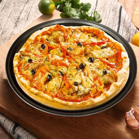 Plaque A Pizza - En Acier Au Carbone - Ventilée Avec Trous - Pour Four - 24,5 cm 26 cm 28 cm 32 cm - 1 Pièce (1/5)