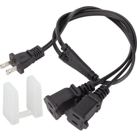 Câble rallonge en Y fendu 18AWG lourd mâle vers double femelle adaptateur prise 2 voies US 125V 2.1ft (1/5)