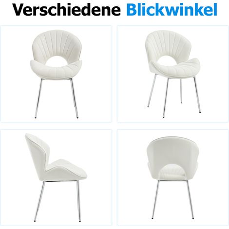 Chaise de salle à manger en velours avec dossier creux, pieds métalliques argentés, sans accoudoirs - lot de 2 (1/5)