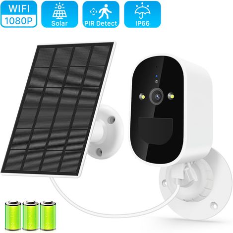 Telecamera di sorveglianza esterna IP solare Wifi HD 1080P Dispositivo di sicurezza wireless con audio e batteria ricaricabile da 6000 mAh (1/4)