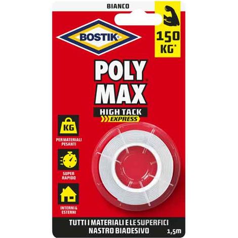 Nastro Biadesivo Poly Max High Tack Express Bostik Mm 19 x Colore Bianco