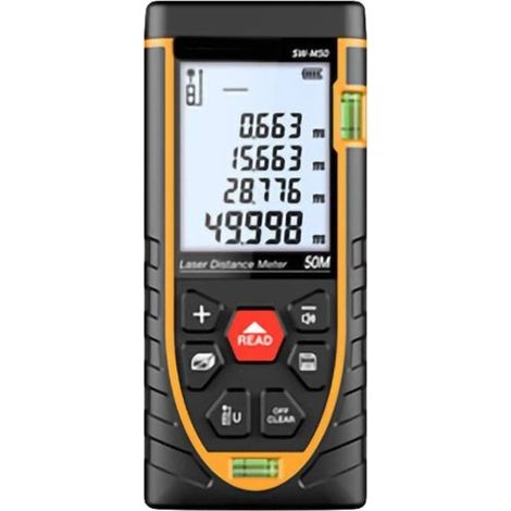 Télémètre laser portable avec double niveau à bulle et portée de 50 m - Outil de mesure (1/4)