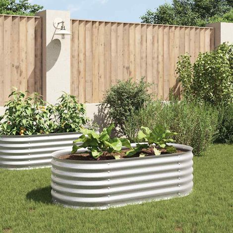 Lit surélevé de jardin 160x80x44 cm Acier galvanisé Argenté (1/5)