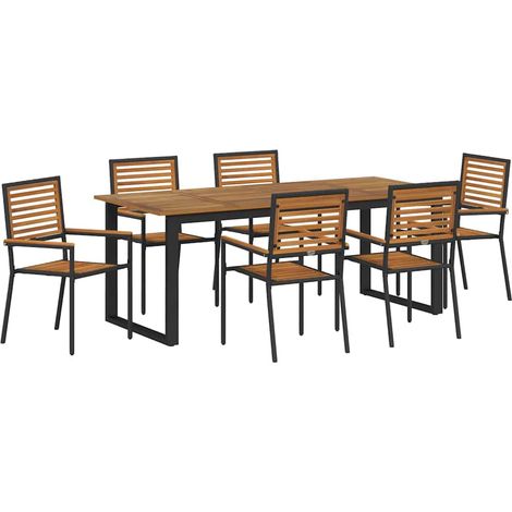 Maison Exclusive - Garten Essgruppe 7 pcs Schwarz Massivholz Akaz