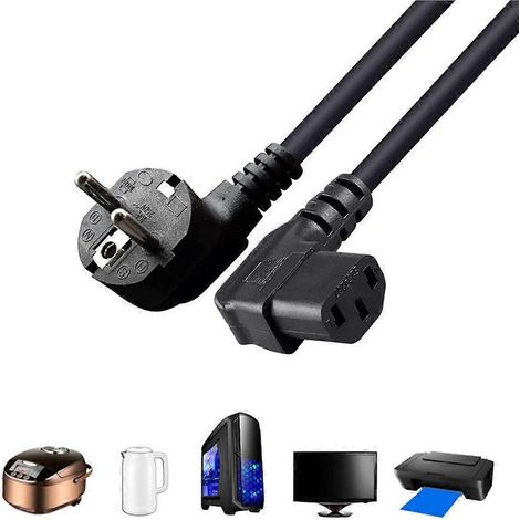 Câble d'alimentation coudé EU4,8 mm vers C13 de 1,5 m, rallonge pratique (1/4)
