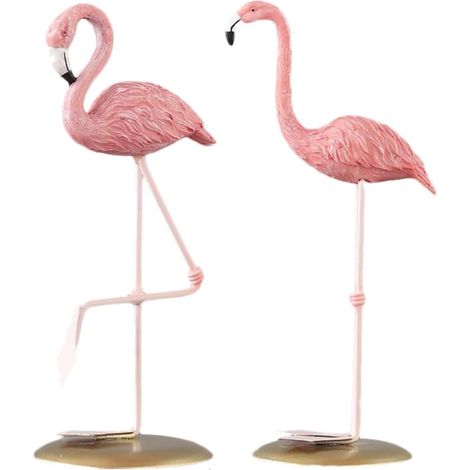 Ornement de Bureau 2 Pièces Statuettes Flamants Roses en Résine Rose Décoration Naturelle et Artistique pour Salon ou Salle à Manger (1/5)