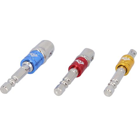 Juego de adaptadores de cuadrado conductor 1/4", 1/4" + 3/8" + 1/2", 3 pzs (1/5)