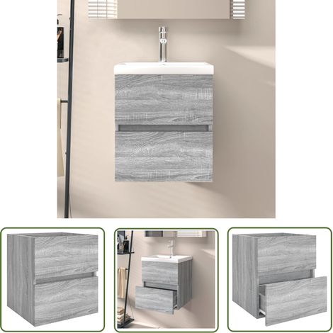 Armoire de lavabo Meuble de salle de bain Sonoma gris 41x38,5x45 cm Bois d'ingénierie 27313 (1/5)