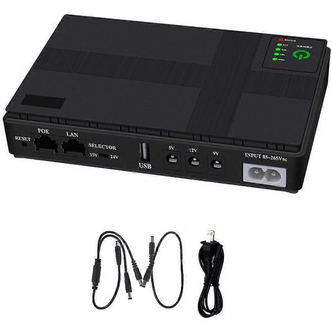 Batterie de secours UPS 10400mAh pour LED, enceinte, routeur WiFi - Noir (1/4)