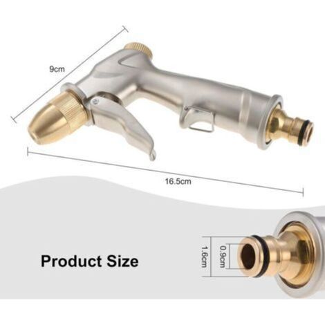 pair Pistolet d'arrosage haute pression pour jardin, pistolet pulvérisateur en métal avec 4 raccords en laiton, pour le lavage de voiture et l'arrosage des plantes. (1/3)