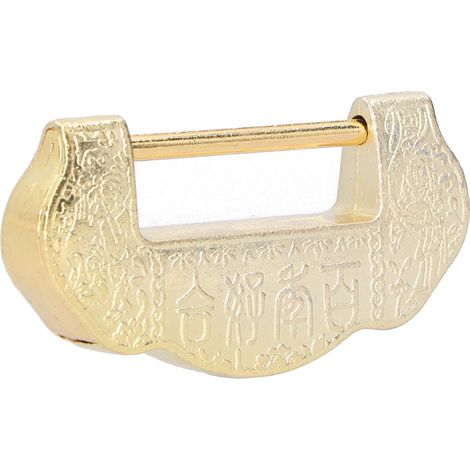 Coffre Antique Serrure Gravée Ming Qing Dynastie Cadenasson Laiton pour Armoire Boîte à Bijoux, Verrou Vintage, 1 Pièce (1/5)