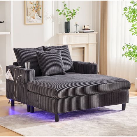 Sessel mit USB, Getränkehalter und LED 142x128 cm OKMYHOME (1/5)