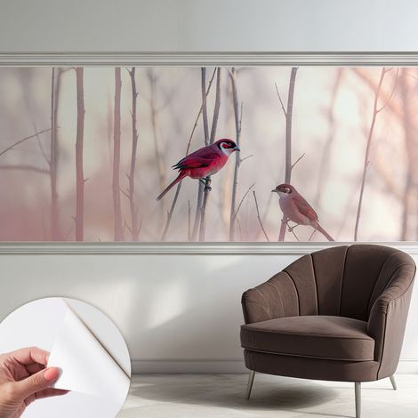 Fototapete Selbstklebend - Wanddekoration - Wandfolie - 3D Tapete Wand - Wohnungsdeko Vogelpaar 250x104 cm