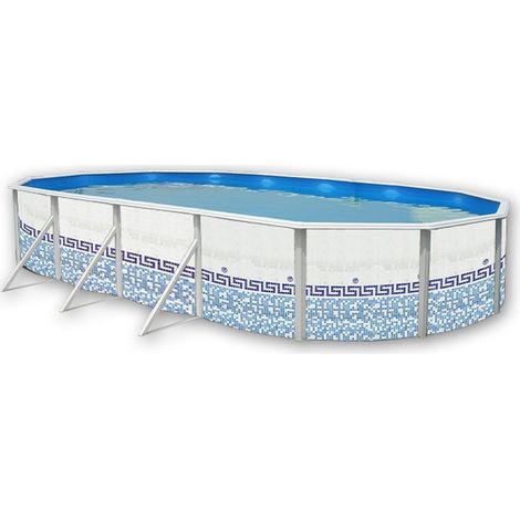 Kit piscine hors-sol acier Toi MOSAICO ovale 7.30 x 3.66 x 1.20m décor mosaïque (1/4)