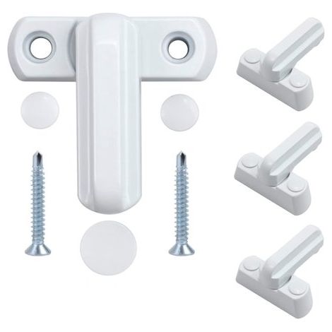 Set di 4 serrature antieffrazione per porte e finestre - serrature a T per finestre in plastica, chiusure per finestre, serrature per porte e finestre a battente realizzate (1/5)