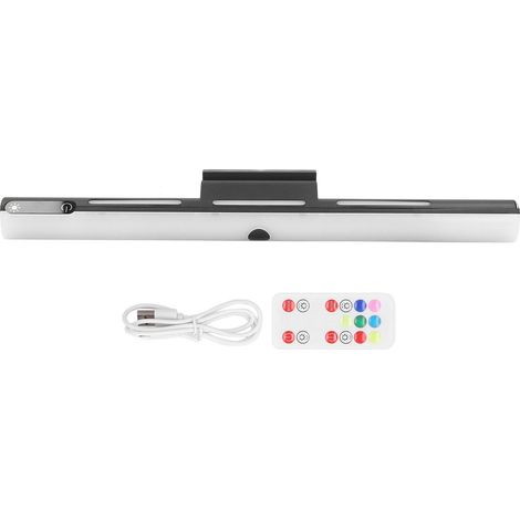 Barre lumineuse rechargeable RVB avec télécommande, 3 couleurs réglables, batterie magnétique de 1800 mAh, pour armoire, placard, bureau, noir