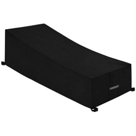 Housse de Protection Bain de avec Grilles D’aération, Imperméable, Coupe-Vent, Anti-UV, Tissu Oxford 210D Housse de Protection Bain de , Transat (200x75x40/80cm) - Noir (1/5)