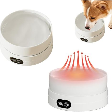 Lot de 2 gamelles d'eau chauffantes pour animaux de compagnie, 700 ml, bol thermique intelligent, anti-gel, pour poulets, canards, oiseaux, animaux, chatons, chiots, 16 W (1/5)