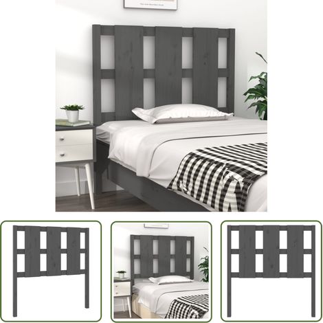 SKM Tête de lit Gris 95,5x4x100 cm Bois massif de pin (1/5)