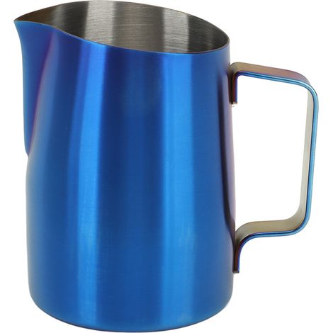 Milchaufschäumer-Dampfbecher, abgeschrägtes Design, titanblau, Kaffeemilchaufschäumer-Becher für Milchaufschäumen und Latte Art, 600 ml (1/5)