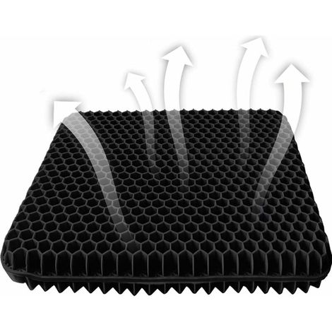 Gel-Sitzkissen, atmungsaktives Gel-Kissen, Anti-Dekubitus-Kissen, mit rutschfestem Bezug f��r Auto/B��ro/Zuhause/Rollstuhl-schwarz (1/5)
