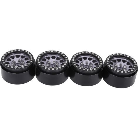 Lot de 4 jantes métalliques pour voitures RC crawler 1:10 (compatibles avec Axial SCX10 / SCX10II / 90046 / 90047), noir et argent. (1/5)