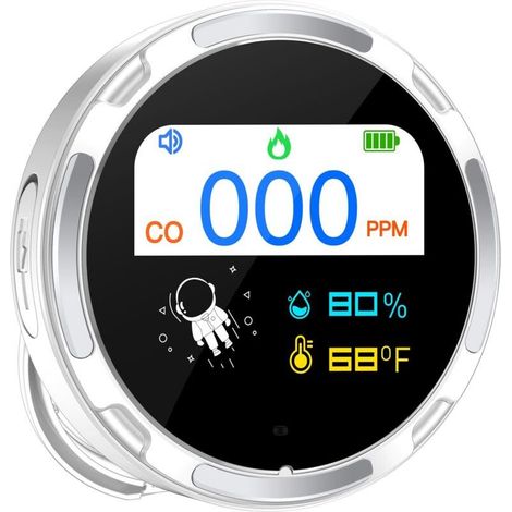 Carbon Monoxide Detector, CO2 Detector, Quality Monitor, 6 in 1 Carbon Monoxide Detector, CO2 Alarm, Carbon Dioxide Monitor, CO2 Monitor, HCHO, TVOC, Temperature, Humidity (1/5)