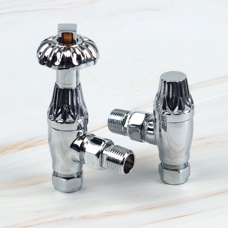Polished Chrome Traditional Westminster TRV Radiator Valve & Lockshield