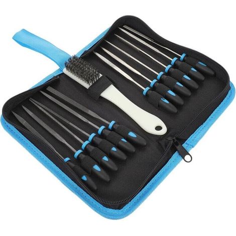 13 Piece Needle File Set – 6 Carbon Steel Files and 6 Diamond Files – Cleaning Brush Included – For Metals, Wood and Plastics (1/5)