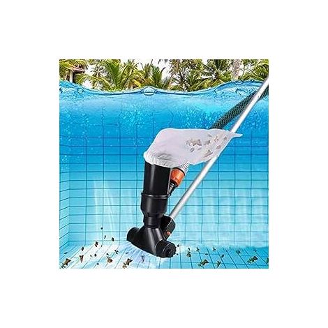 Aspirateur de piscine portable à manche en aluminium (noir), kit de nettoyage de piscine, tête avec brosse de fond (1/5)