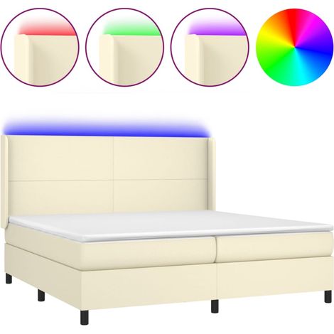 Maison Exclusive - Sommier à lattes de lit matelas LED Crème 200x200 cm Similicuir (1/5)
