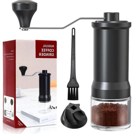 Molinillo de café manual de acero inoxidable con muela cónica de cerámica ajustable - Compatible con Aeropress, espresso, prensa francesa, moka y cafetera italiana