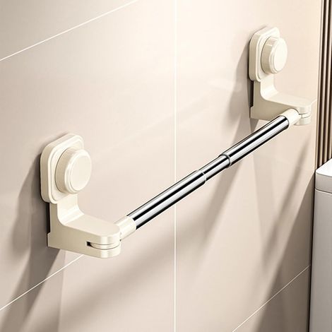 Toallero extensible con ventosa de 28 a 56 cm, desmontable y reutilizable, para azulejos y mármol (beige) (1/5)