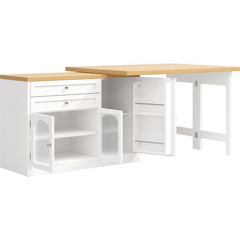 Tavolo isola cucina allungabile 120-194 cm, MDF e metallo, bianco (1/5)
