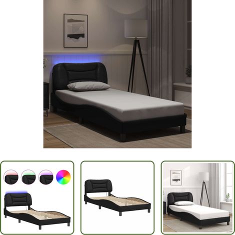 LED-Leuchten - Bettgestell mit LED ohne Matratze "Hvar" Schwarz 80x200 cm (1/5)