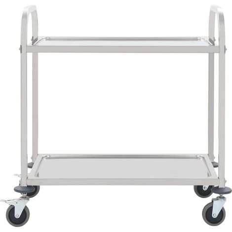 Maison Exclusive - Carrello da Cucina a 2 Livelli 96,5x55x90 cm in Acciaio Inox (1/5)