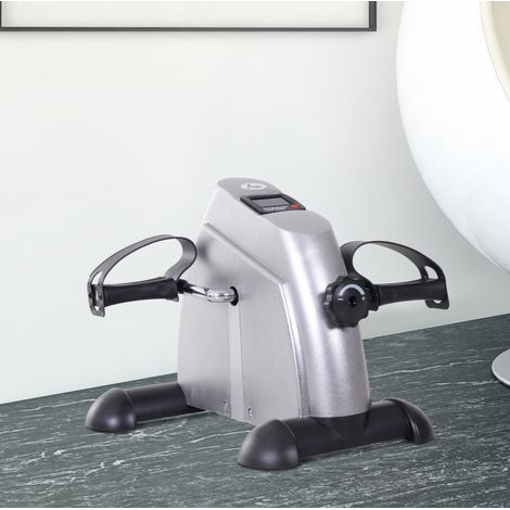Mini cyclette da casa con schermo LCD, resistenza regolabile, argentato OKMYHOME (1/5)