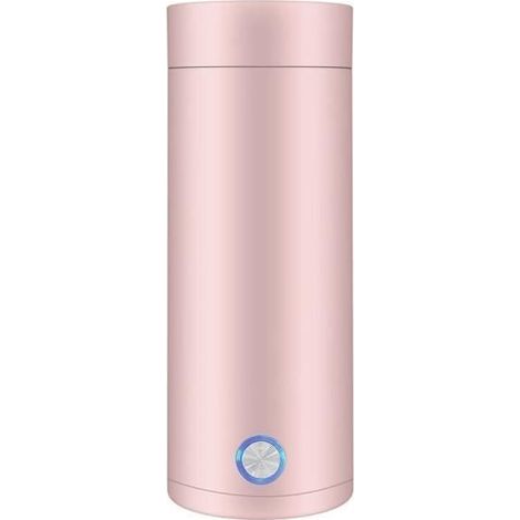 (Pink) Mini-Wasserkocher für unterwegs, 2-in-1-Thermoskanne, 400 ml tragbarer Wasserkocher für Tee und Kaffee – EU (1/4)