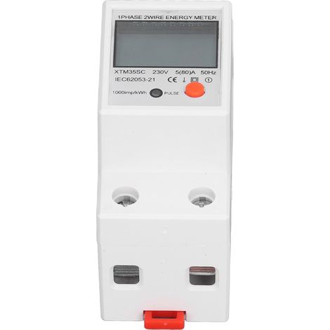 Einphasen-Stromzähler mit weißem LCD-Display, 2P, Voltmeter und Amperemeter, 230 V DC (1/5)