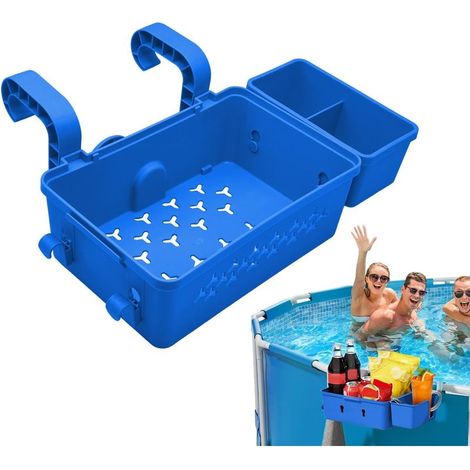 Cesta de almacenamiento para piscina, cesta lateral colgante para piscina, 42 x 21 x 13 cm y soporte para bebidas para piscina, juguetes y toallas, bebidas para la mayoría de piscinas con estructura,  (1/5)