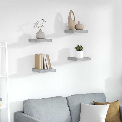 Schweberegale 4 Stk. Betongrau 23x23,5x3,8 cm MDF