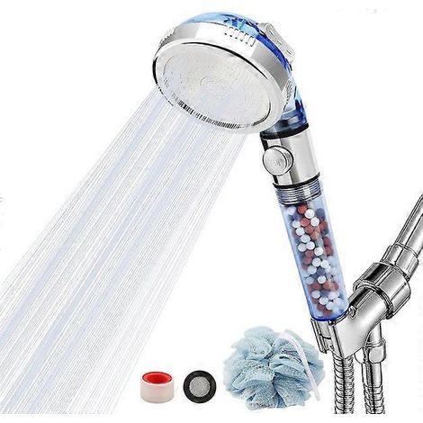 Pommeau de douche à main haute pression avec 3 modes de jet et filtre à jet pour une utilisation universelle et une peau saine (1/4)